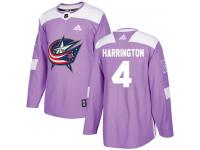 Men's Adidas Columbus Blue Jackets #4 Scott Harrington Purple Authentic Fights Cancer Practice NHL Jersey