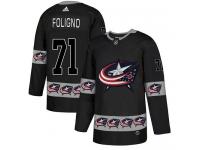 Men's Adidas Columbus Blue Jackets #71 Nick Foligno Black Authentic Team Logo Fashion NHL Jersey