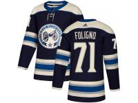 Men's Adidas Columbus Blue Jackets #71 Nick Foligno Navy Blue Alternate Authentic NHL Jersey