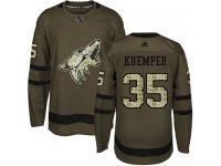 Men's Adidas Darcy Kuemper Authentic Green NHL Jersey Arizona Coyotes #35 Salute to Service
