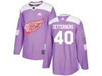 Men's Adidas Detroit Red Wings #40 Henrik Zetterberg Authentic Purple Fights Cancer Practice NHL Jersey