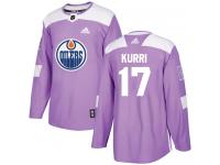 Men's Adidas Edmonton Oilers #17 Jari Kurri Purple Authentic Fights Cancer Practice NHL Jersey
