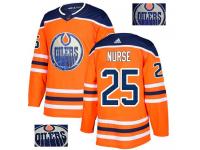 Men's Adidas Edmonton Oilers #25 Darnell Nurse Orange Authentic Fashion Gold NHL Jersey
