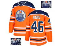 Men's Adidas Edmonton Oilers #46 Pontus Aberg Orange Authentic Fashion Gold NHL Jersey