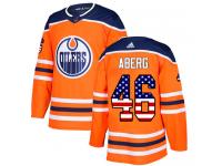 Men's Adidas Edmonton Oilers #46 Pontus Aberg Orange Authentic USA Flag Fashion NHL Jersey