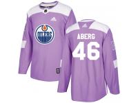 Men's Adidas Edmonton Oilers #46 Pontus Aberg Purple Authentic Fights Cancer Practice NHL Jersey