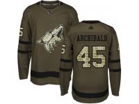 Men's Adidas Josh Archibald Authentic Green NHL Jersey Arizona Coyotes #45 Salute to Service