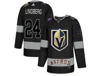 Men's Adidas Knights X Astros #24 Oscar Lindberg Black Authentic City Joint Name Stitched Jersey