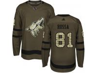 Men's Adidas Marian Hossa Authentic Green NHL Jersey Arizona Coyotes #81 Salute to Service