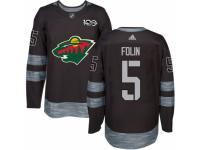 Men's Adidas Minnesota Wild #5 Christian Folin Premier Black 1917-2017 100th Anniversary NHL Jersey