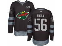 Men's Adidas Minnesota Wild #56 Erik Haula Premier Black 1917-2017 100th Anniversary NHL Jersey