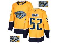 Men's Adidas Nashville Predators #52 Matt Irwin Gold Authentic Fashion Gold NHL Jersey