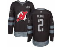 Men's Adidas New Jersey Devils #2 John Moore Premier Black 1917-2017 100th Anniversary NHL Jersey