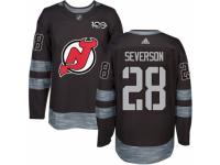 Men's Adidas New Jersey Devils #28 Damon Severson Premier Black 1917-2017 100th Anniversary NHL Jersey