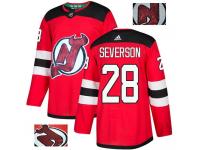 Men's Adidas New Jersey Devils #28 Damon Severson Red Authentic Fashion Gold NHL Jersey