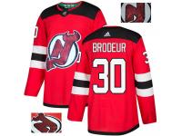 Men's Adidas New Jersey Devils #30 Martin Brodeur Red Authentic Fashion Gold NHL Jersey