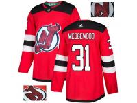 Men's Adidas New Jersey Devils #31 Scott Wedgewood Red Authentic Fashion Gold NHL Jersey