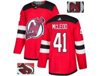 Men's Adidas New Jersey Devils #41 Michael McLeod Red Authentic Fashion Gold NHL Jersey