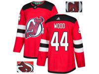 Men's Adidas New Jersey Devils #44 Miles Wood Red Authentic Fashion Gold NHL Jersey