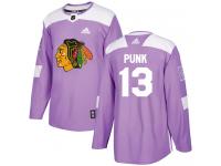 Men's Adidas NHL Chicago Blackhawks #13 CM Punk Authentic Jersey Purple Fights Cancer Practice Adidas