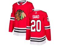 Men's Adidas NHL Chicago Blackhawks #20 Brandon Saad Authentic Home Jersey Red Adidas