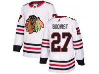 Men's Adidas NHL Chicago Blackhawks #27 Adam Boqvist Authentic Away Jersey White Adidas