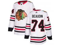 Men's Adidas NHL Chicago Blackhawks #74 Nicolas Beaudin Authentic Away Jersey White Adidas