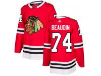 Men's Adidas NHL Chicago Blackhawks #74 Nicolas Beaudin Authentic Home Jersey Red Adidas