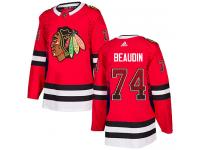 Men's Adidas NHL Chicago Blackhawks #74 Nicolas Beaudin Authentic Jersey Red Drift Fashion Adidas