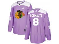Men's Adidas NHL Chicago Blackhawks #8 Nick Schmaltz Authentic Jersey Purple Fights Cancer Practice Adidas