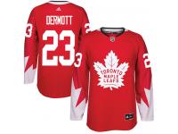 Men's Adidas NHL Toronto Maple Leafs #23 Travis Dermott Authentic Alternate Jersey Red Adidas