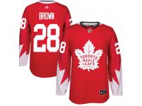 Men's Adidas NHL Toronto Maple Leafs #28 Connor Brown Authentic Alternate Jersey Red Adidas