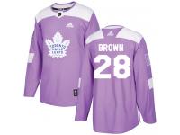 Men's Adidas NHL Toronto Maple Leafs #28 Connor Brown Authentic Jersey Purple Fights Cancer Practice Adidas