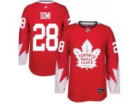 Men's Adidas NHL Toronto Maple Leafs #28 Tie Domi Authentic Alternate Jersey Red Adidas