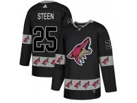 Men's Adidas Thomas Steen Authentic Black NHL Jersey Arizona Coyotes #25 Team Logo Fashion