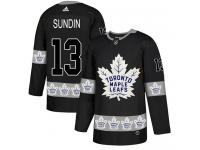 Men's Adidas Toronto Maple Leafs #13 Mats Sundin Black Authentic Team Logo Fashion NHL Jersey