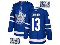 Men's Adidas Toronto Maple Leafs #13 Mats Sundin Royal Blue Authentic Fashion Gold NHL Jersey
