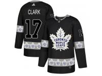 Men's Adidas Toronto Maple Leafs #17 Wendel Clark Black Authentic Team Logo Fashion NHL Jersey