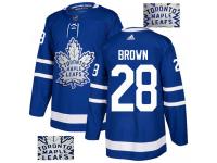 Men's Adidas Toronto Maple Leafs #28 Connor Brown Royal Blue Authentic Fashion Gold NHL Jersey