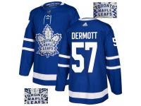 Men's Adidas Toronto Maple Leafs #57 Travis Dermott Royal Blue Authentic Fashion Gold NHL Jersey