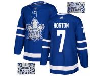Men's Adidas Toronto Maple Leafs #7 Tim Horton Royal Blue Authentic Fashion Gold NHL Jersey