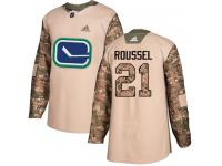 Men's Adidas Vancouver Canucks #21 Antoine Roussel Camo Authentic Veterans Day Practice NHL Jersey