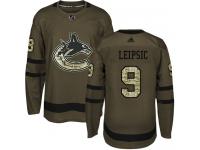 Men's Adidas Vancouver Canucks #9 Brendan Leipsic Green Authentic Salute to Service NHL Jersey
