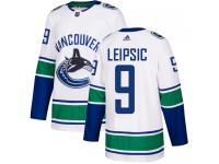 Men's Adidas Vancouver Canucks #9 Brendan Leipsic White Away Authentic NHL Jersey
