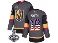 Men's Adidas Vegas Golden Knights #19 Reilly Smith Gray Authentic USA Flag Fashion 2018 Stanley Cup Final NHL Jersey