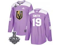 Men's Adidas Vegas Golden Knights #19 Reilly Smith Purple Authentic Fights Cancer Practice 2018 Stanley Cup Final NHL Jersey