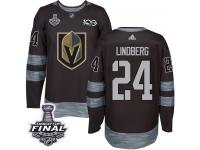 Men's Adidas Vegas Golden Knights #24 Oscar Lindberg Black Authentic 2018 Stanley Cup Final 1917-2017 100th Anniversary NHL Jersey