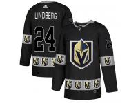 Men's Adidas Vegas Golden Knights #24 Oscar Lindberg Black Authentic Team Logo Fashion NHL Jersey