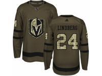 Men's Adidas Vegas Golden Knights #24 Oscar Lindberg Green Salute to Service NHL Jersey