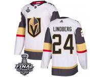 Men's Adidas Vegas Golden Knights #24 Oscar Lindberg White Away Authentic 2018 Stanley Cup Final NHL Jersey